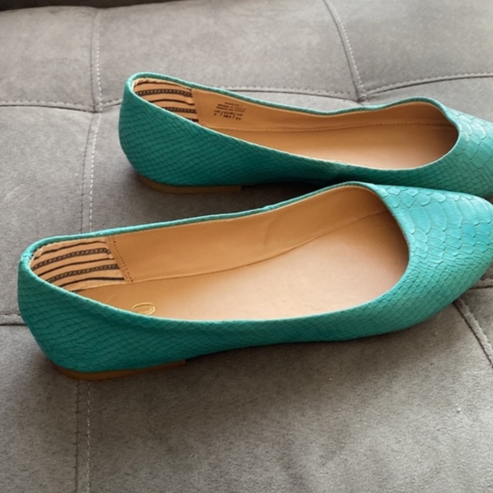 Mix No. 6 Teal Snake-Embossed Ballet Flats - Picture 5 of 10
